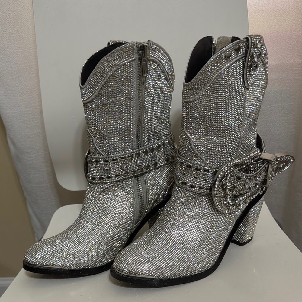 Silver Embellished Women's Boots